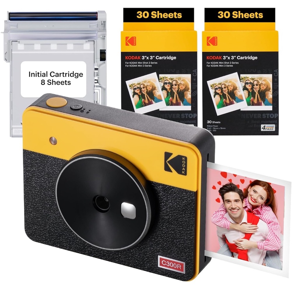 Kodak instant camera mini shot 3 retro with leather case and film